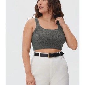 NWT Everlane The Cozy Stretch Crop Tank In Heathered Charcoal Size Small